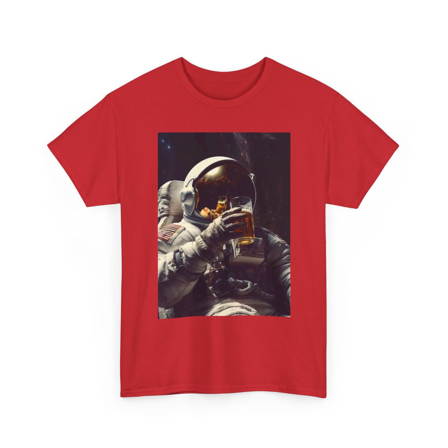 Space Beers T Shirt Funny Astronaut Graphic Retro Comedy Unisex Heavy Cotton Tee