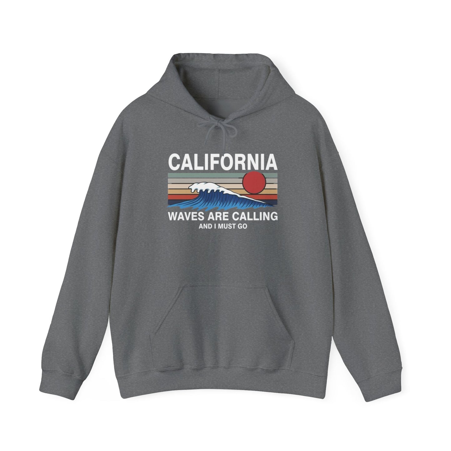 California Waves Are Calling Graphic Hoodie Heavy Blend Sweatshirt NEW