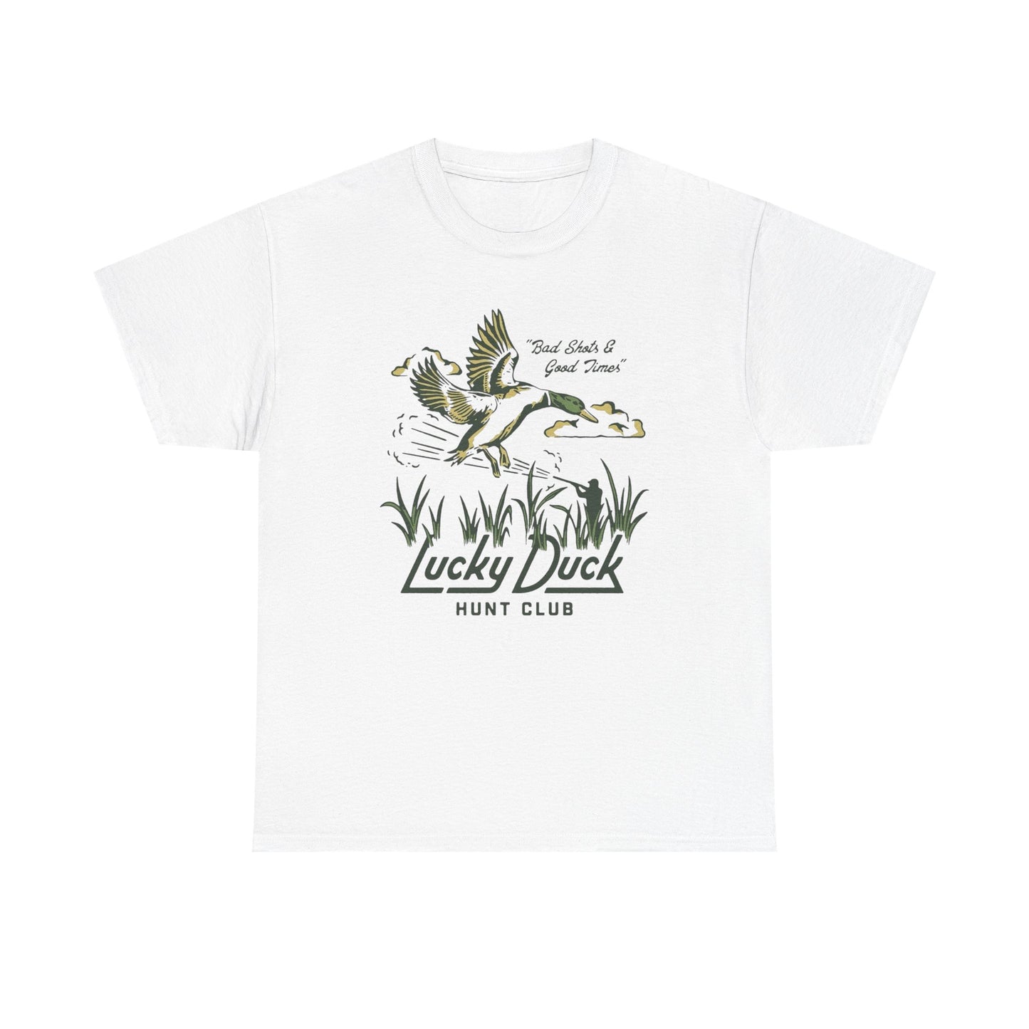 Lucky Duck Hunting Club Graphic T Shirt Unisex Heavy Cotton Tee