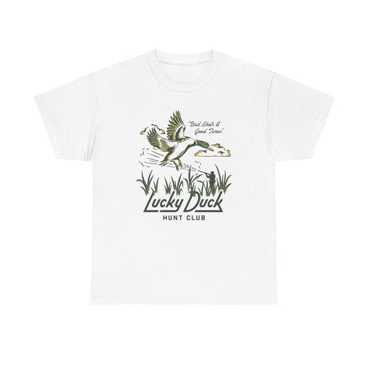 Lucky Duck Hunting Club Graphic T Shirt Unisex Heavy Cotton Tee