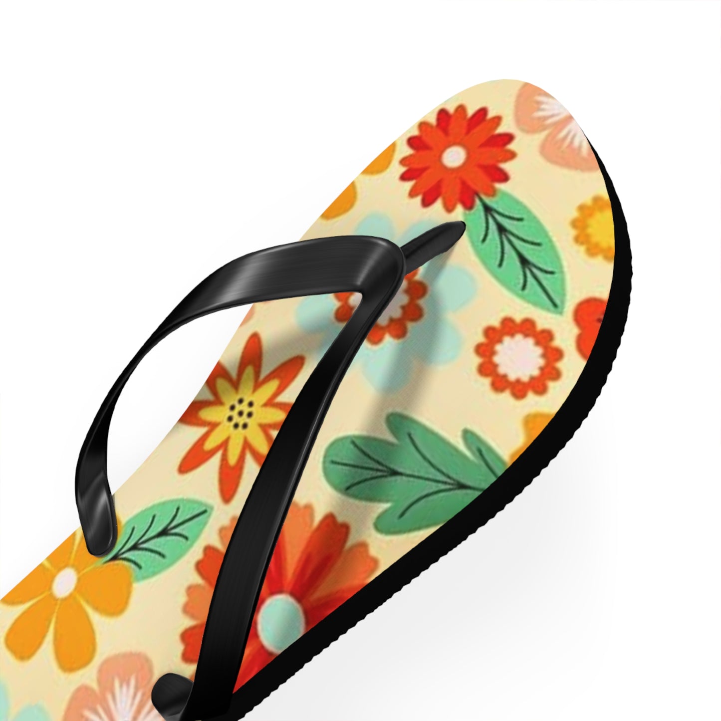 Waves And Sun Sandals Tropical Flowers Summer Flip Flops Slides BRAND NEW