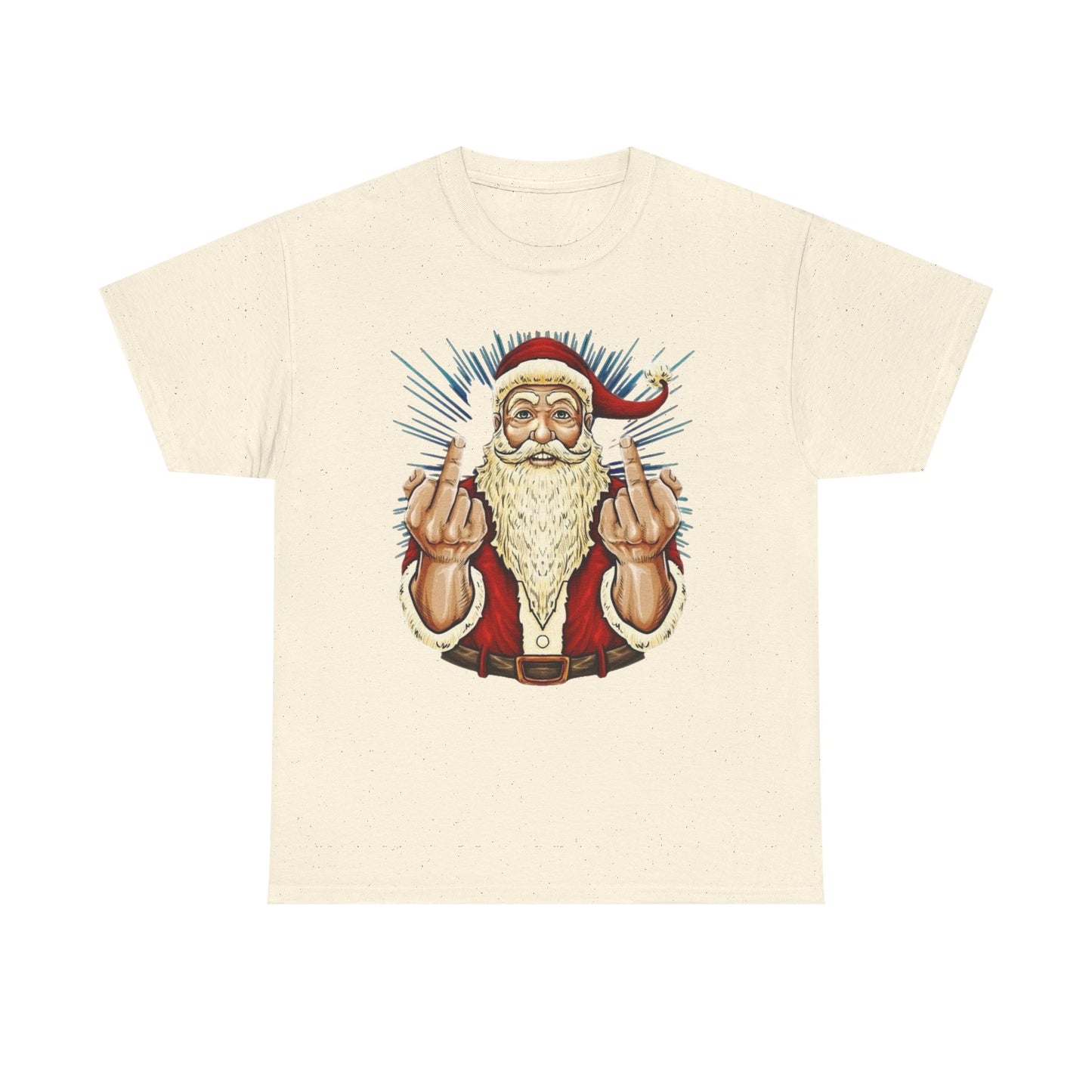 Funny Bad Santa Middle Finger Christmas Graphic T Shirt NEW ADULT
