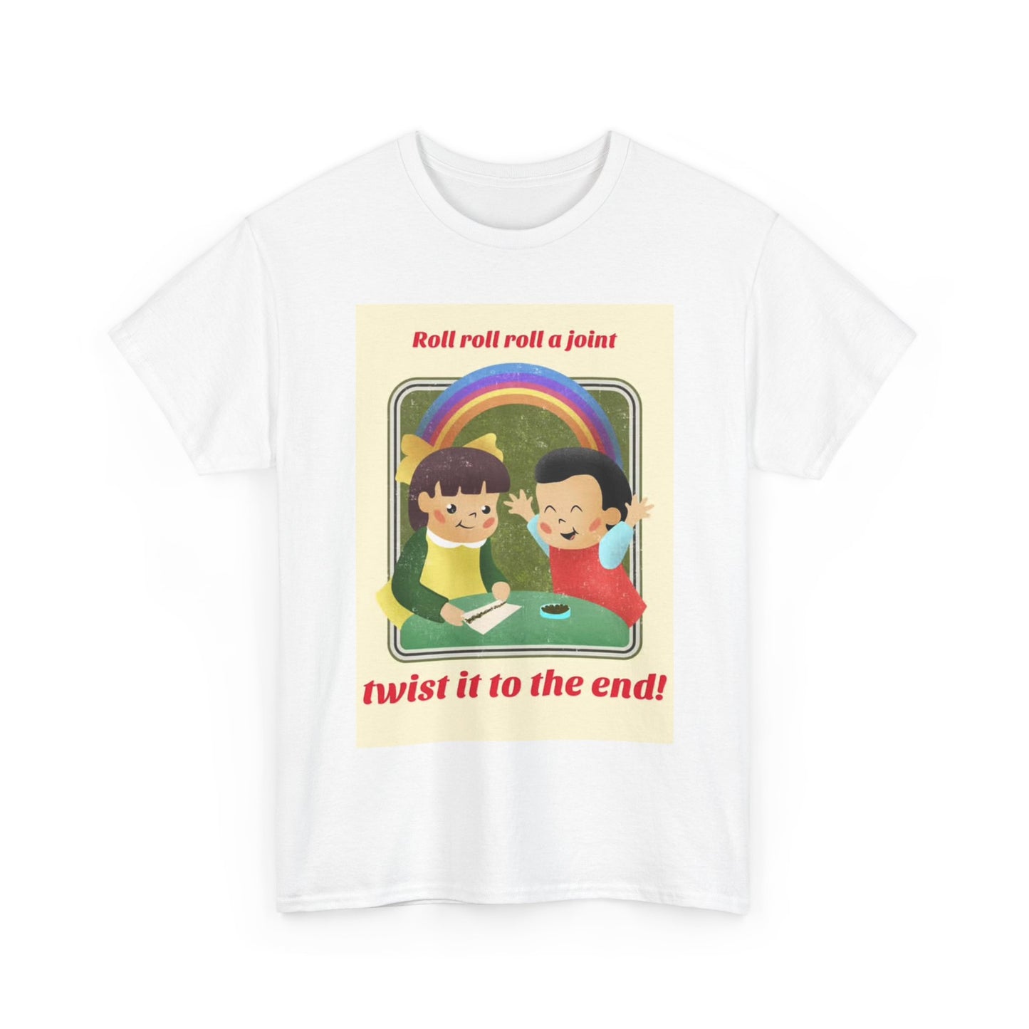 Funny Weed Tshirt roll a joint graphic Rainbow cute Unisex Heavy Cotton Tee