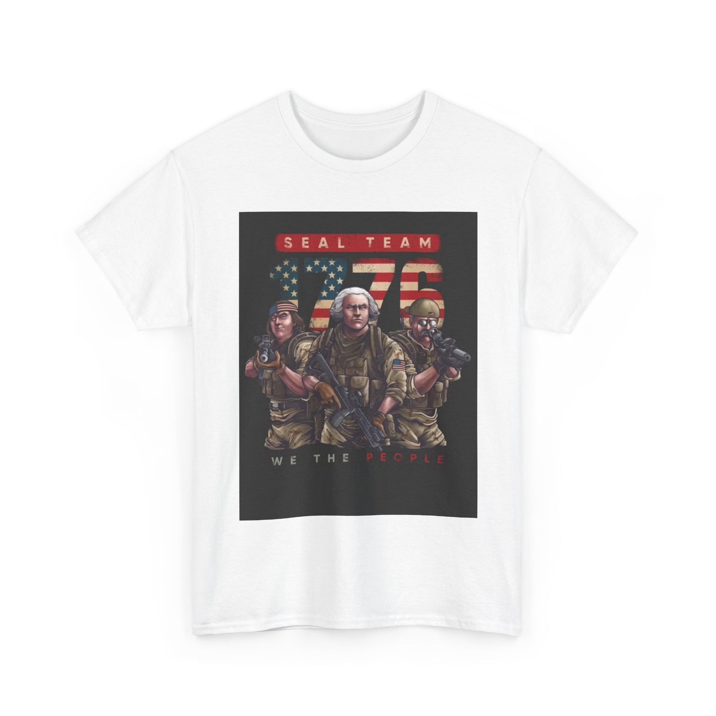 Navy Seals Team Tshirt 1776 America July 4th Flag Unisex Heavy Cotton Tee