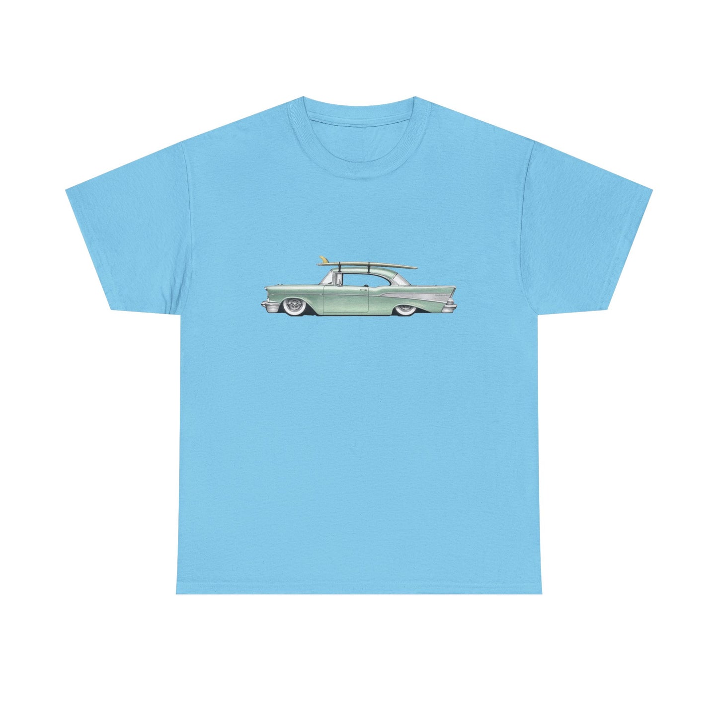 57 Chevy Cruiser Surfer Graphic T Shirt Unisex Heavy Cotton Tee NEW