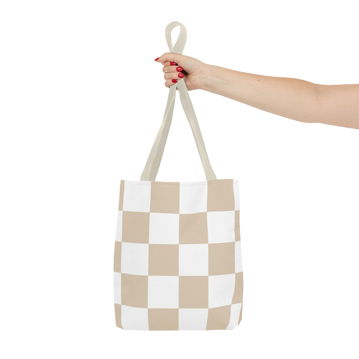 Tan Checkered All Over Print BRAND NEW Purse - Pocketbook - Travel Tote Bag