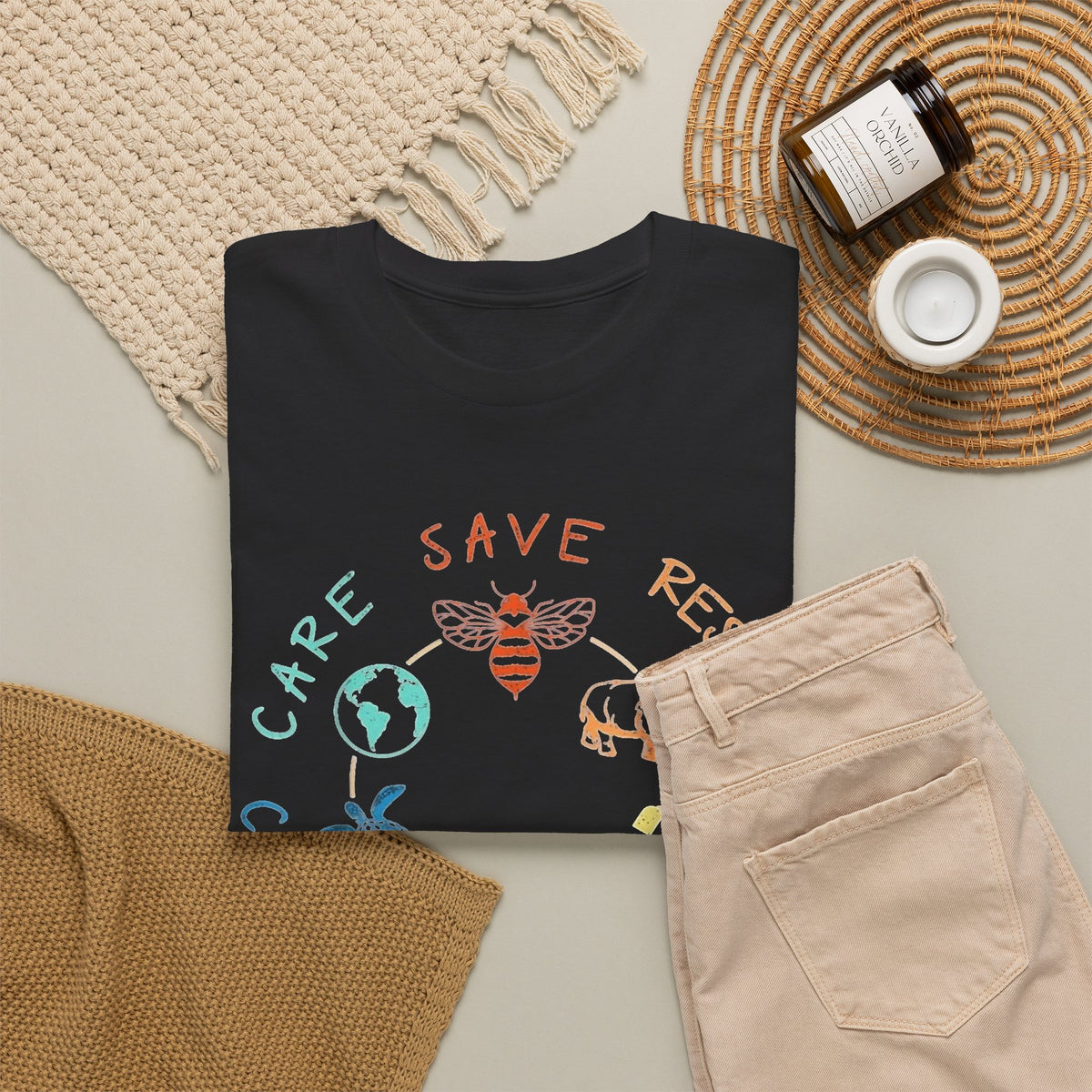 Clean Planet Graphic T Shirt Men's Retro Heavy Cotton Tee