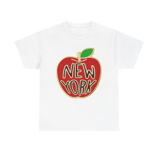 New York Big Apple Gold Graphic T Shirt NEW GIFT Unisex Heavy Cotton Tee