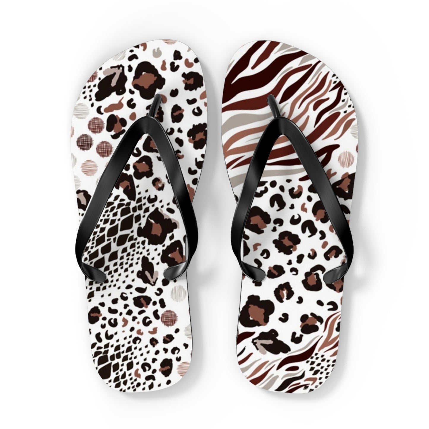 Mixed Animal Print Beach Sandals, Slides for Summer, Flip Flops, Water Resistant