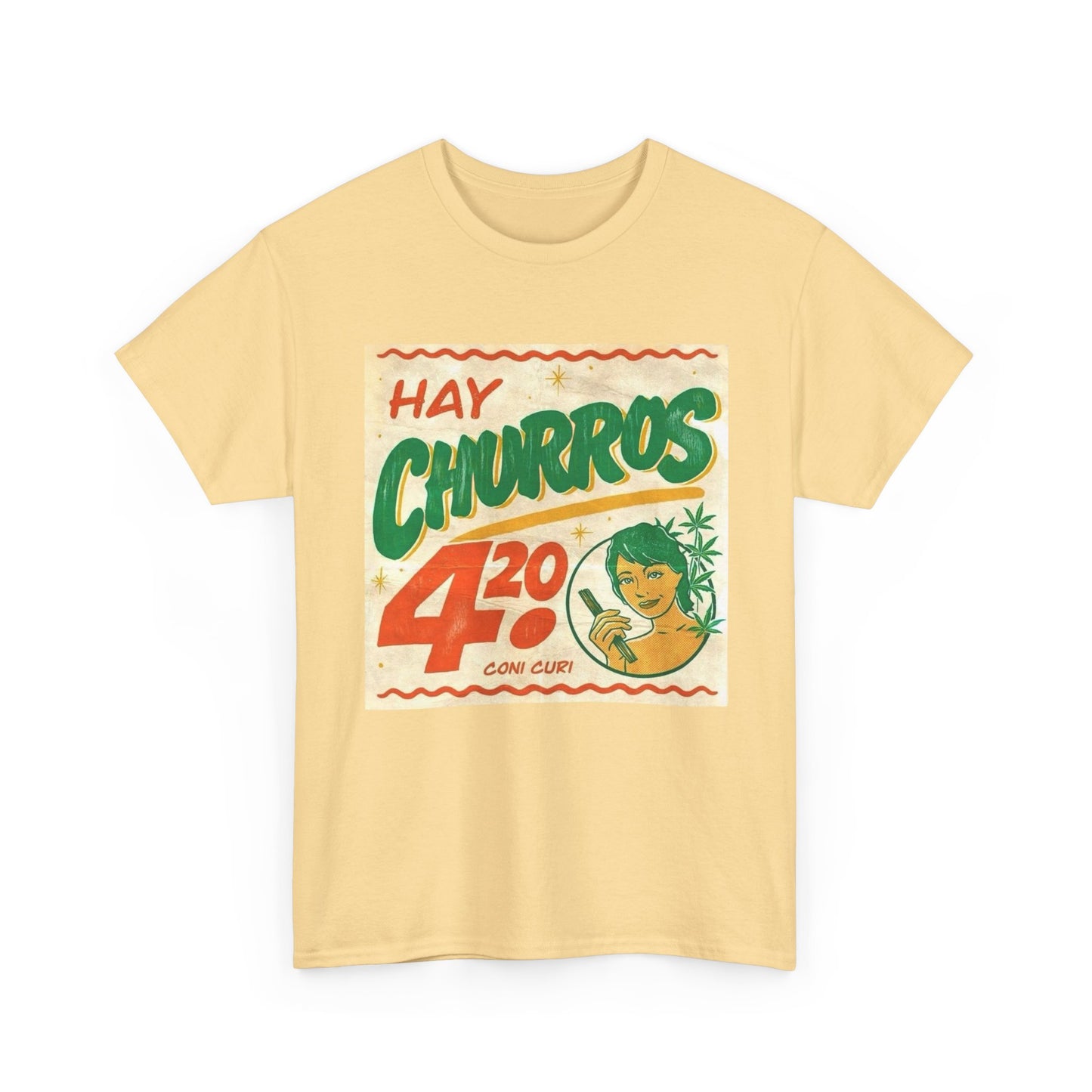 Hay Churros Funny Weed Vintage Graphic T Shirt Unisex Heavy Cotton Tee Gift