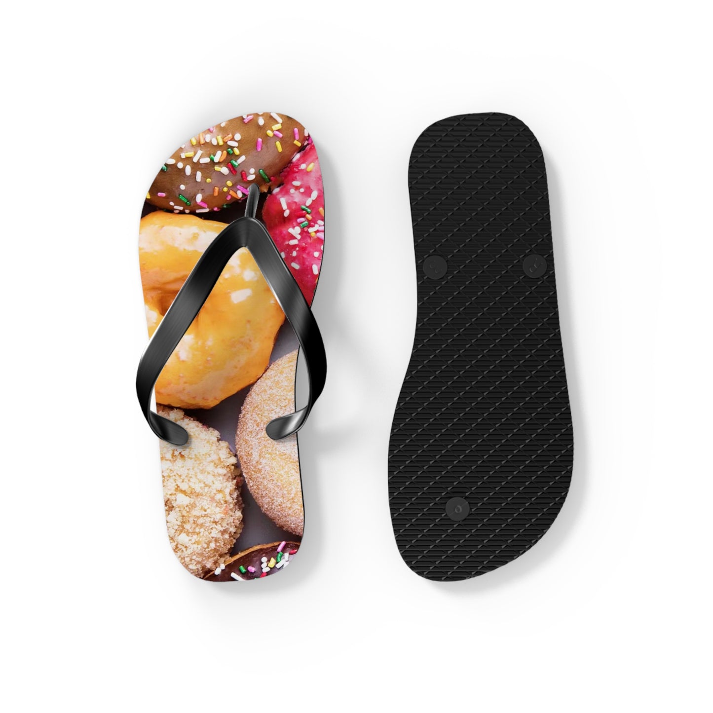 Donuts Funny Summer Sandals, Beach Shoes, Vacation Flip Flops, Pool Slides