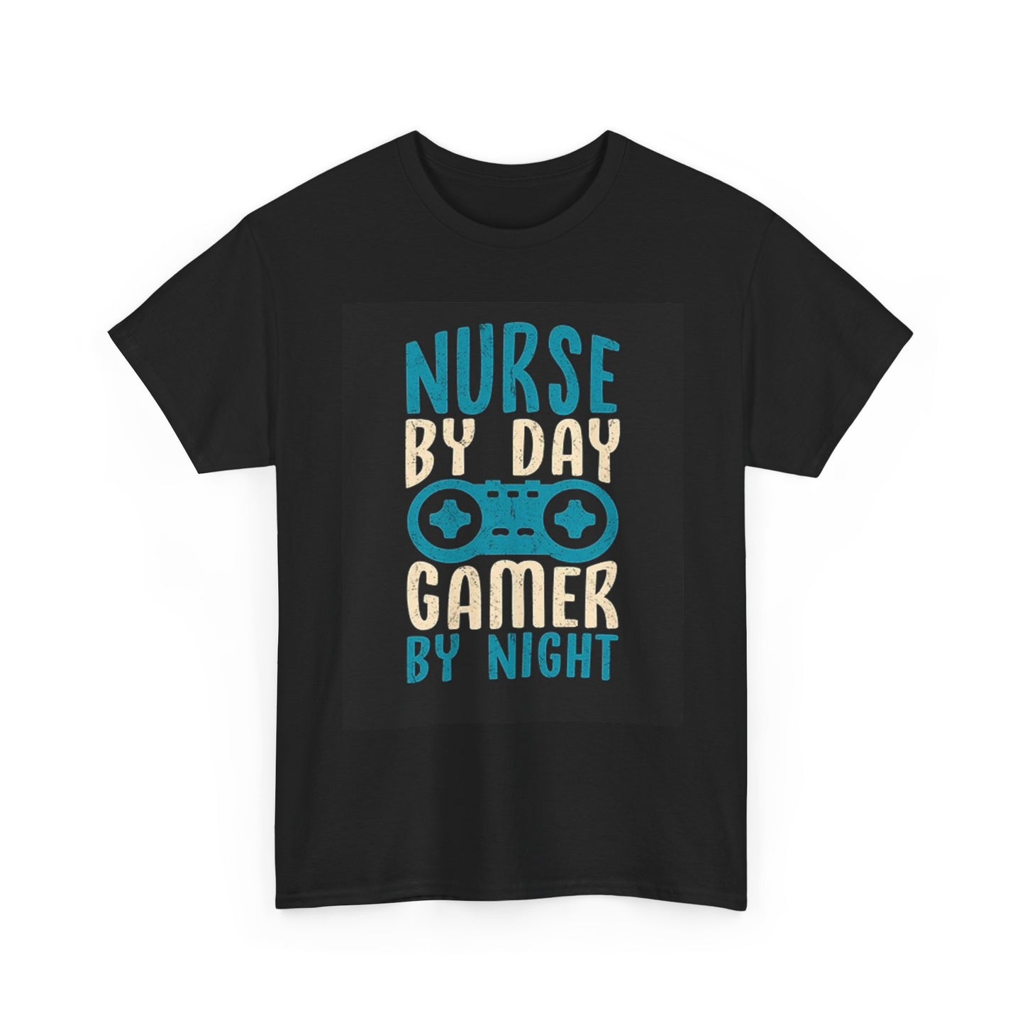Nurse By Day Gamer By Night Graphic T Shirt Unisex Heavy Cotton Tee