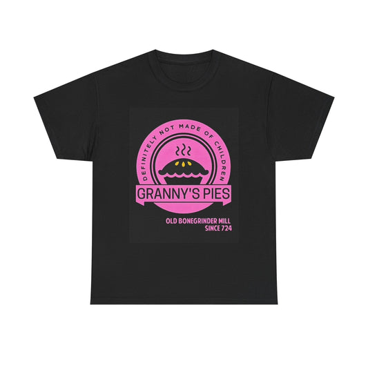Granny's Pies Graphic T Shirt Vintage Black And Pink Unisex Heavy Cotton Tee