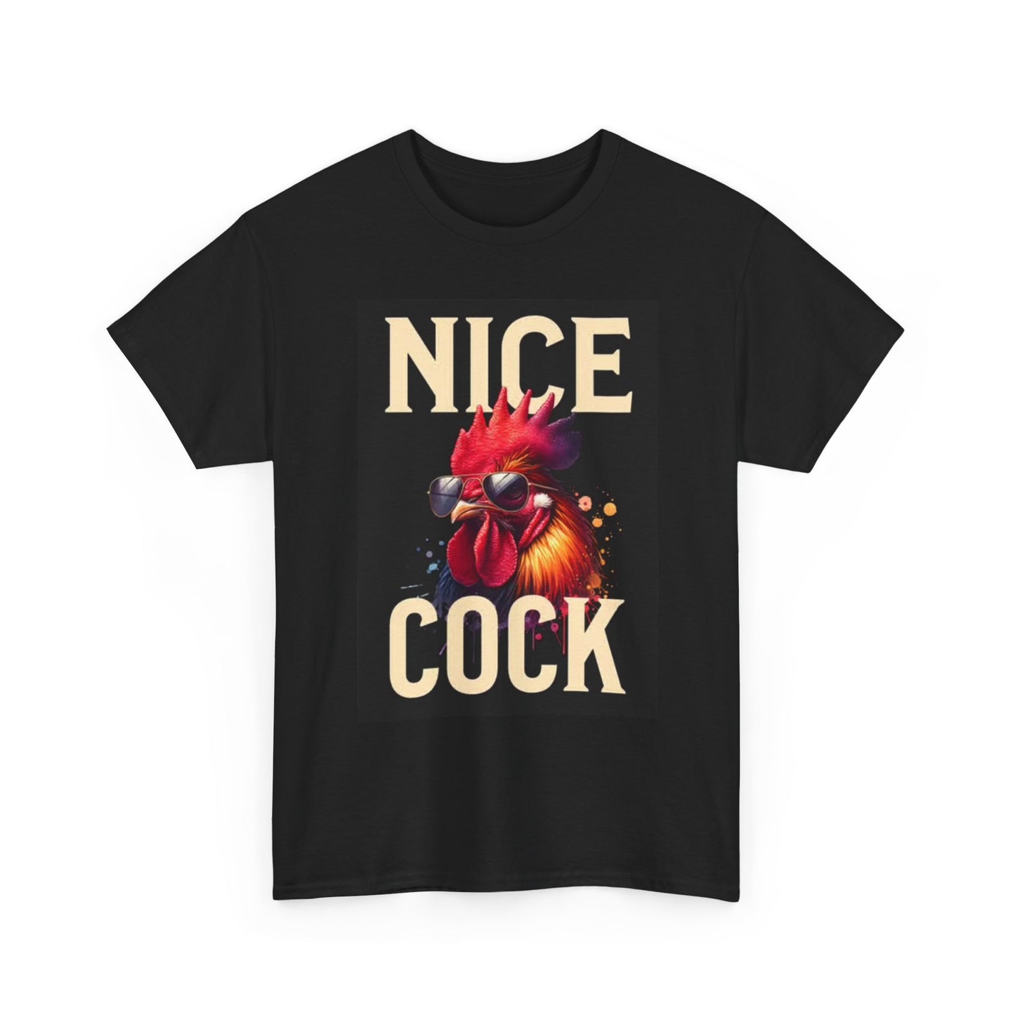 Nice Cock Graphic T Shirt Funny Rooster Chicken Jokes Unisex Heavy Cotton Tee