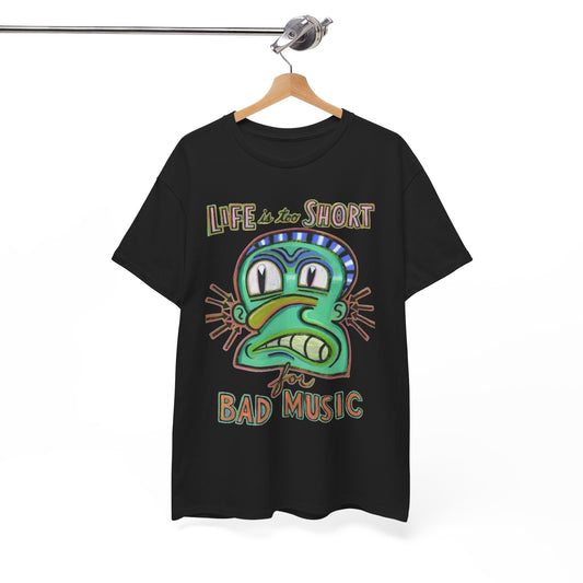 Life Is Too Short For Bad Music Vintage Graphic T Shirt Unisex Heavy Cotton Tee
