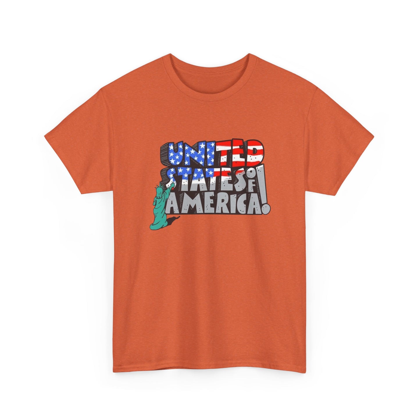 Statue Of Liberty USA Flag Graphic T Shirt Unisex NEW Heavy Cotton Tee