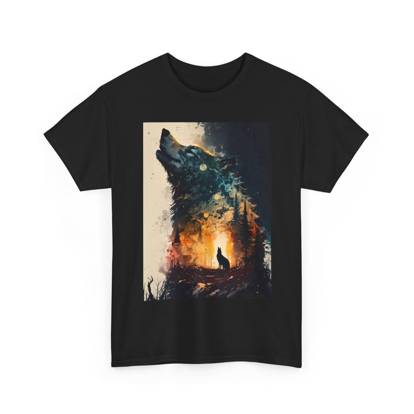 Howling Wolf Tshirt Funny Animal Lover Gift Unisex Heavy Cotton Tee