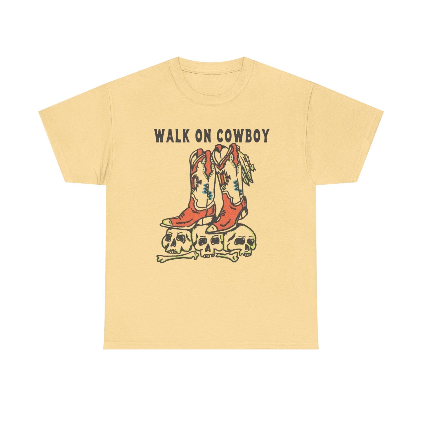 Walk On Cowboy Graphic T Shirt Unisex Heavy Cotton Tee