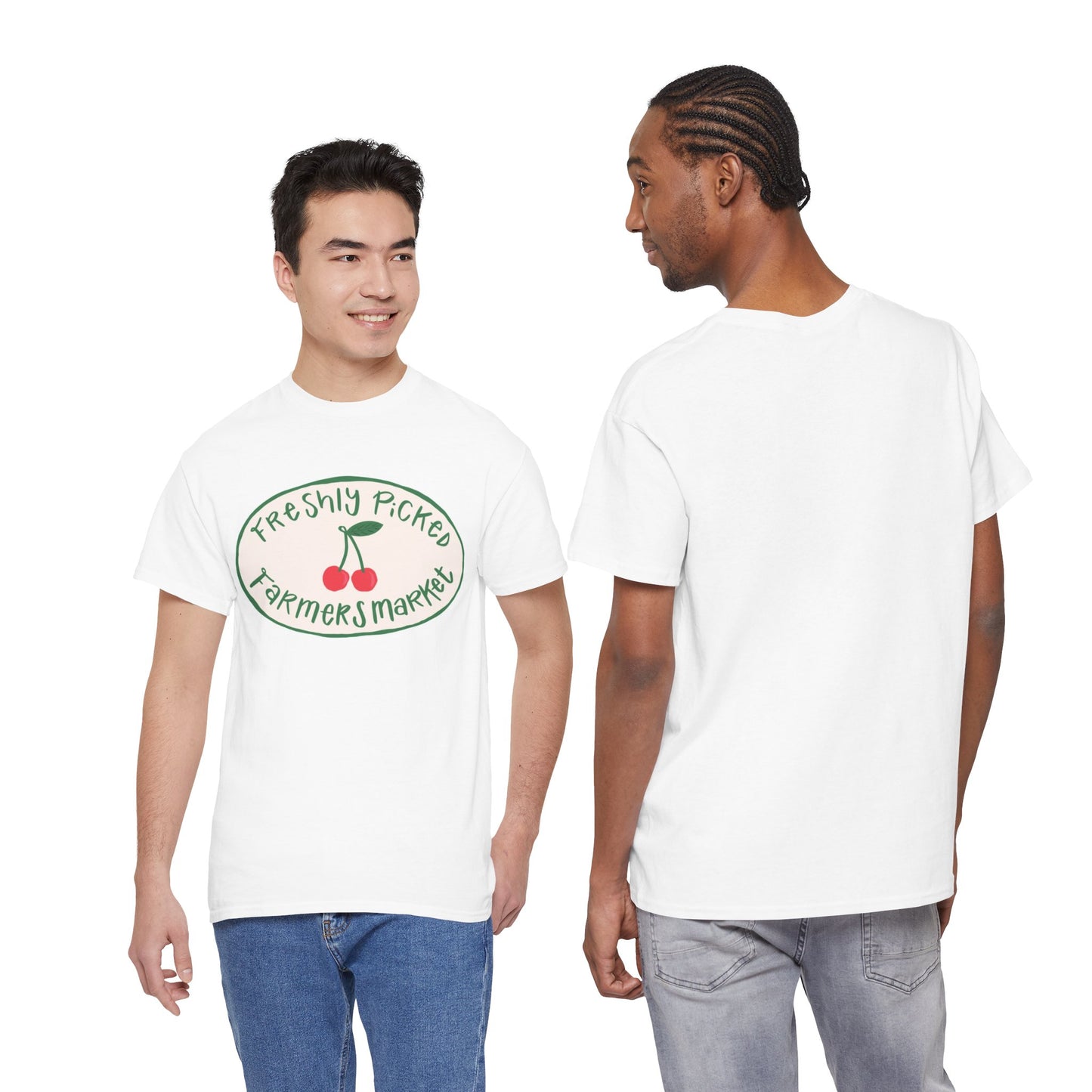 Freshly Picked Farmers Market Graphic T Shirt Retro Men's Heavy Cotton Tee