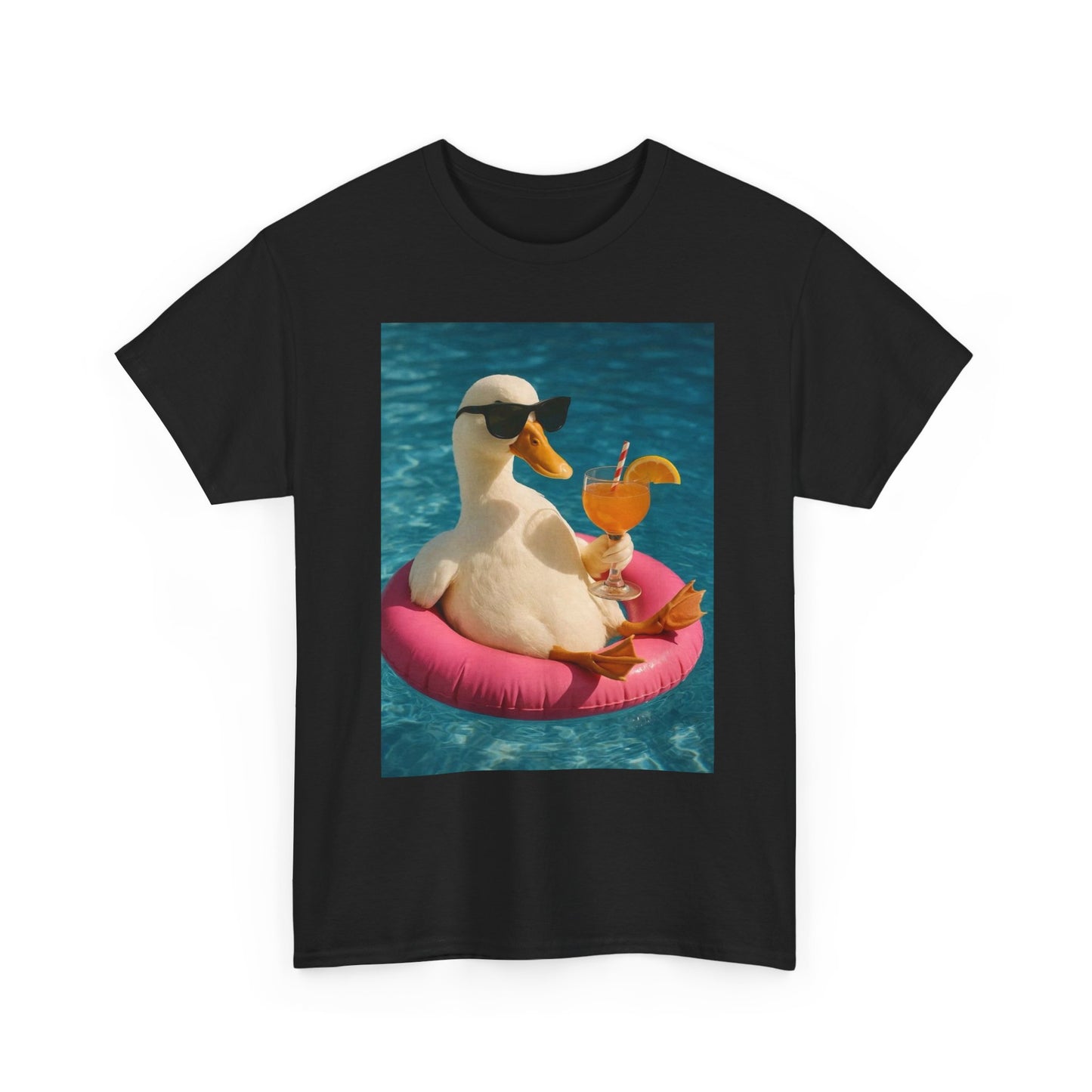 Duck On Vacation Funny Graphic T-Shirt Unisex Heavy Cotton Tee NEW