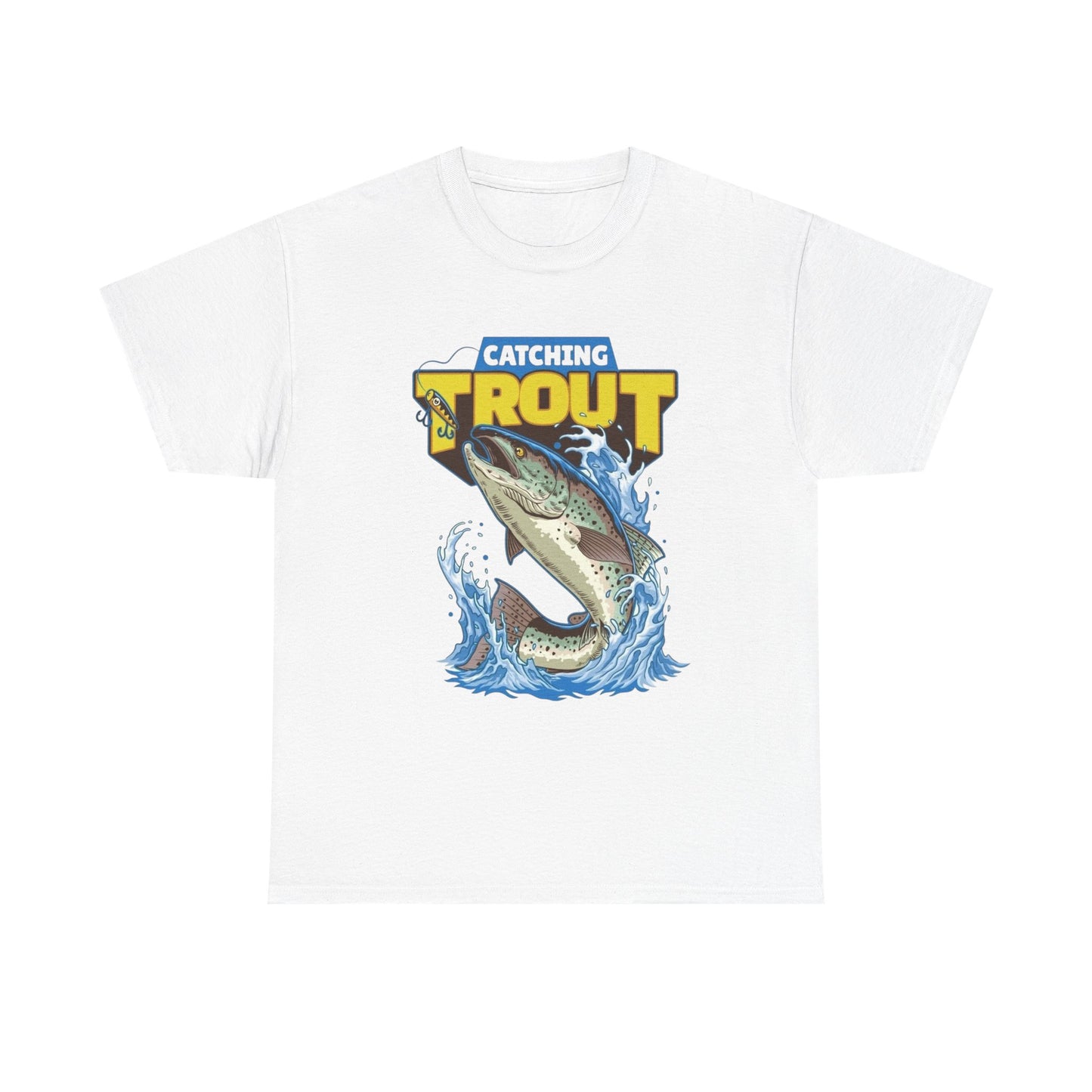 Catching Trout Fishing T Shirt Graphic Unisex Heavy Cotton Tee NEW GIFT