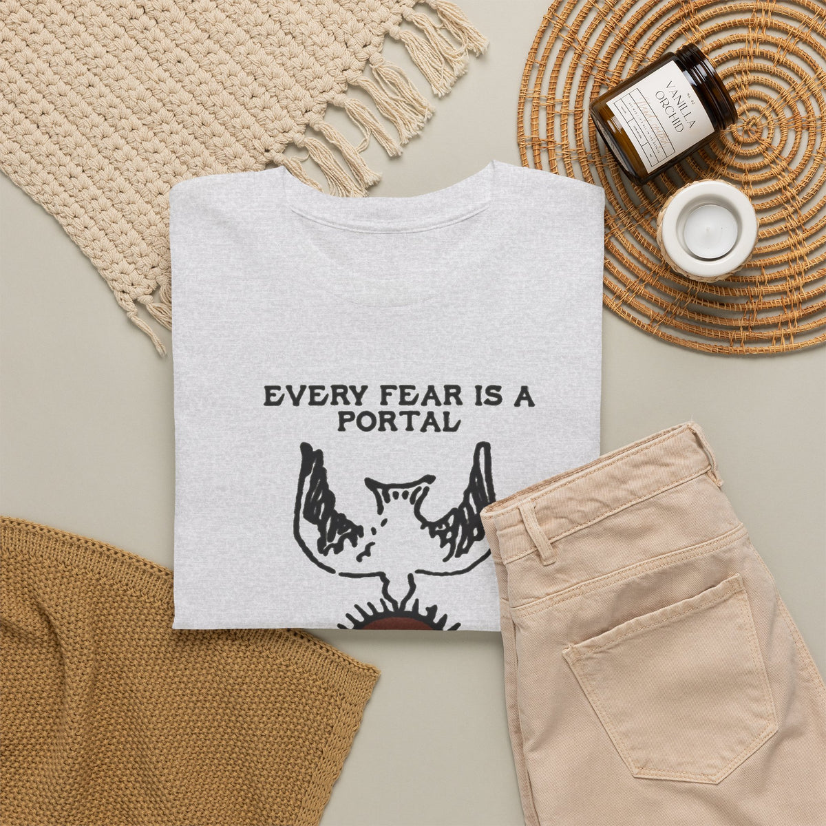Every Fear Is a Portal Raven Sun Graphic T-Shirt Men's Tee