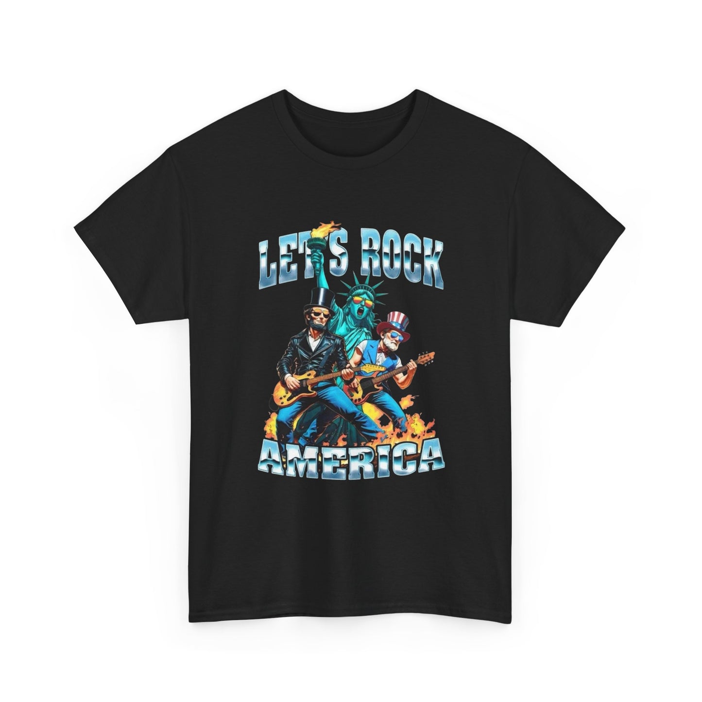 Lets Rock America USA Graphic T Shirt Unisex Heavy Cotton Tee