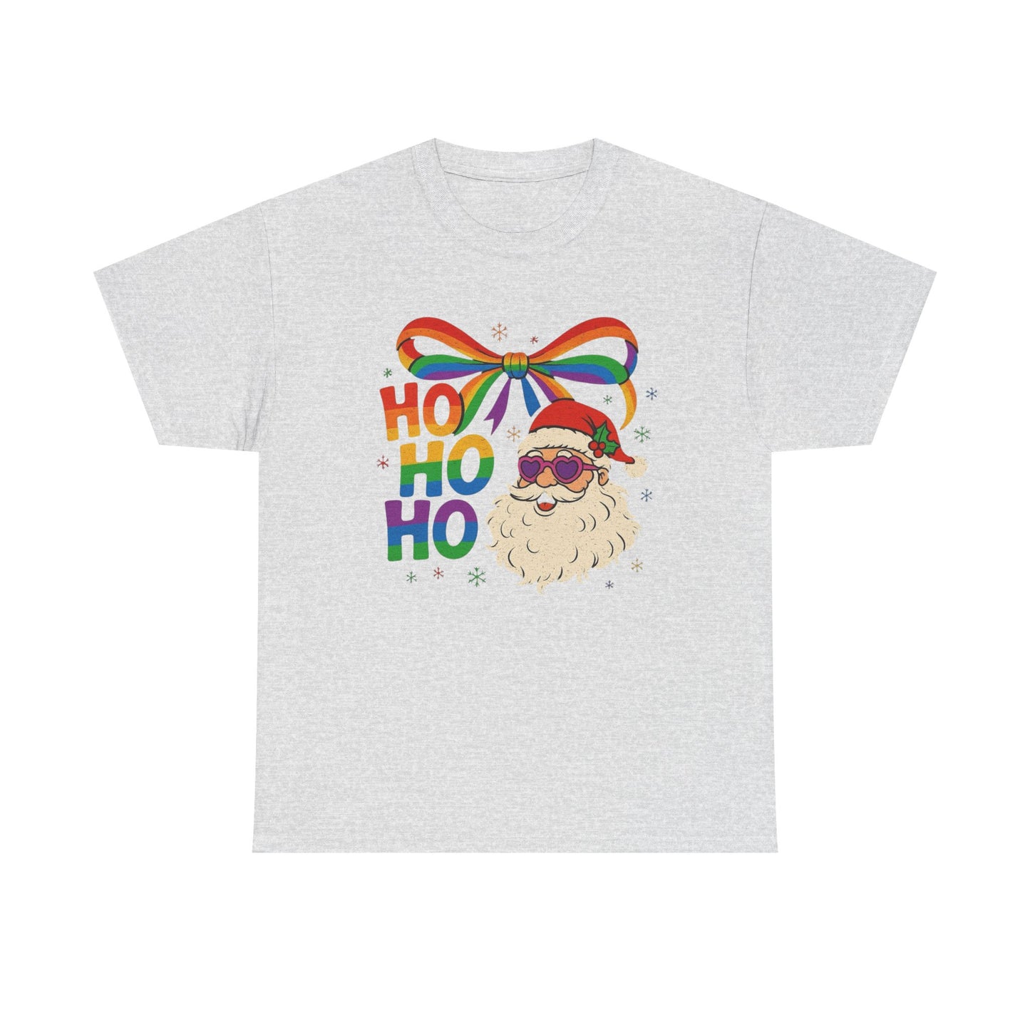 Ho Ho Ho Rainbow Santa Christmas Graphic T Shirt NEW Unisex Heavy Cotton Tee
