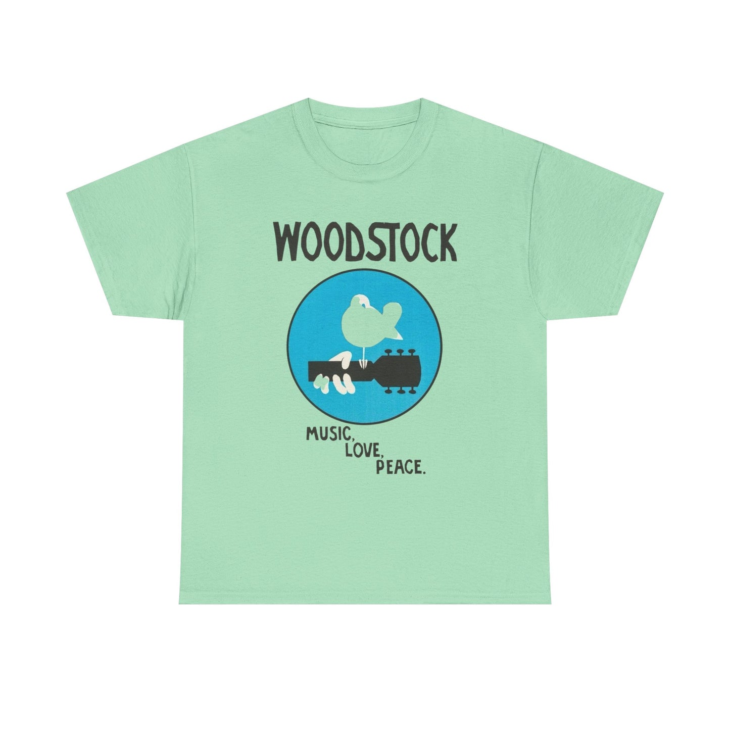 Woodstock Vintage Music Love Peace Graphic T Shirt Unisex Heavy Cotton Tee