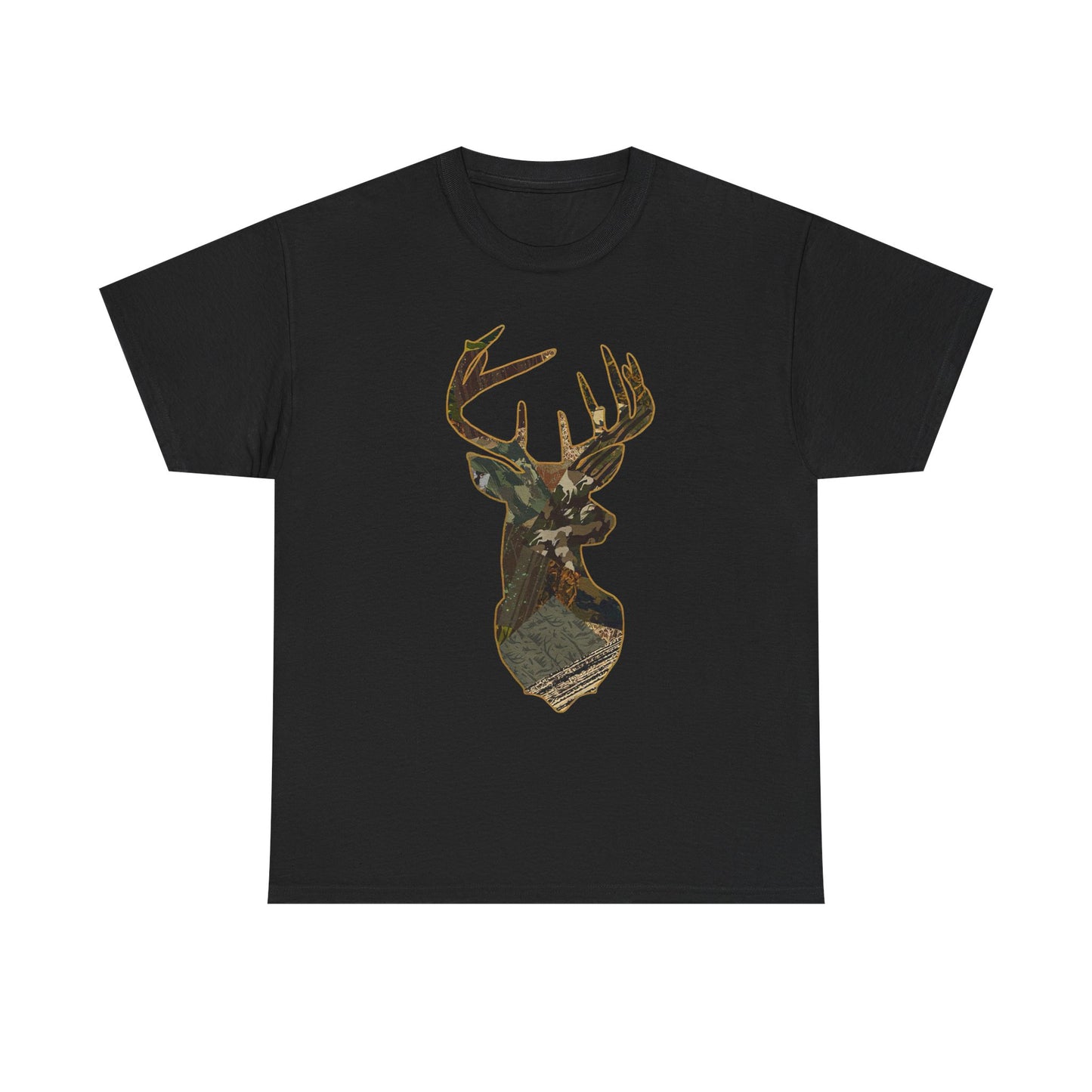 Camo Deer Buck Graphic T Shirt Unisex Heavy Cotton Tee NEW
