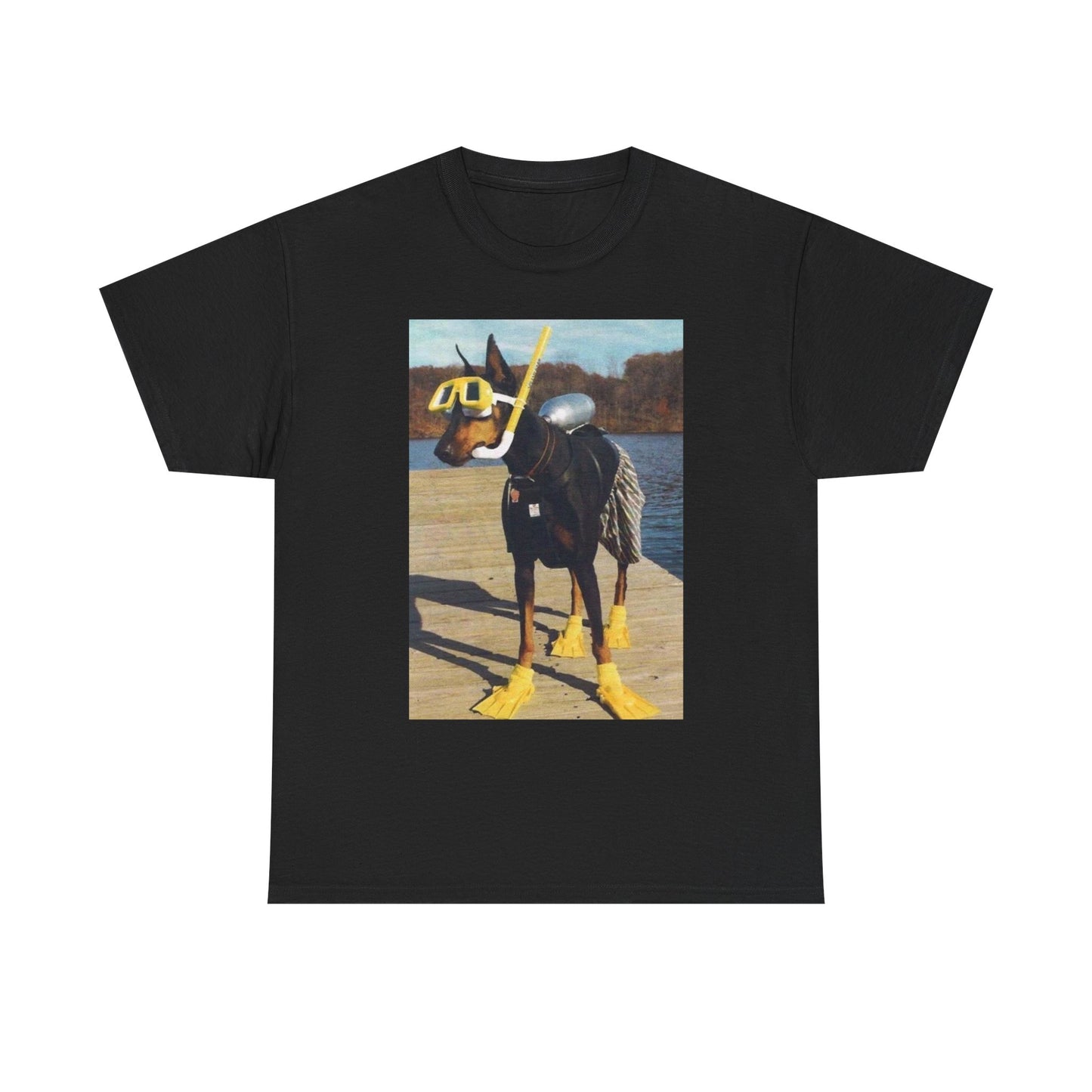 Funny Dog Swimming Jokes Graphic T-Shirt Unisex Heavy Cotton Tee NEW