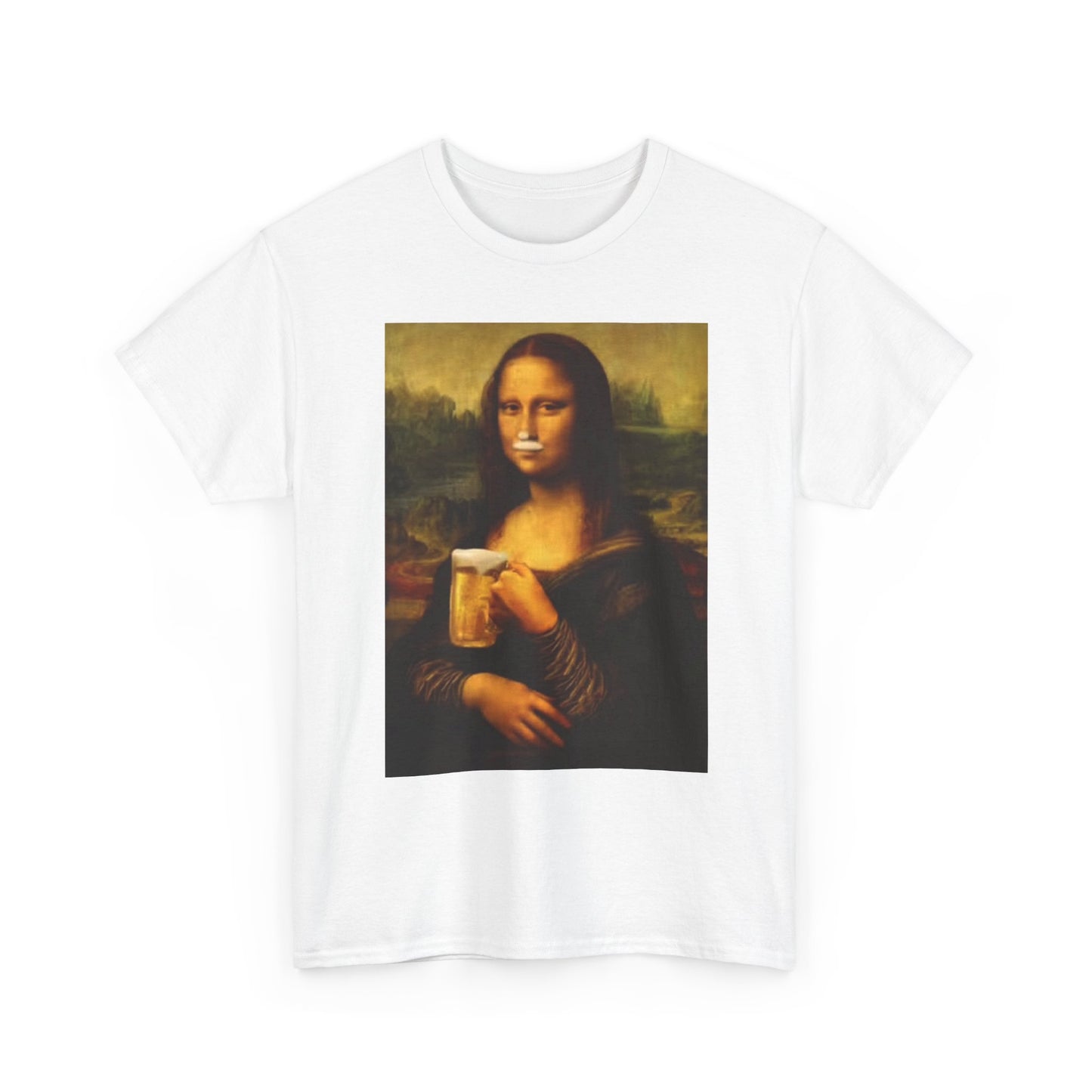 Mona Lisa Funny Beer Graphic T Shirt Jokes Retro Unisex Heavy Cotton Tee