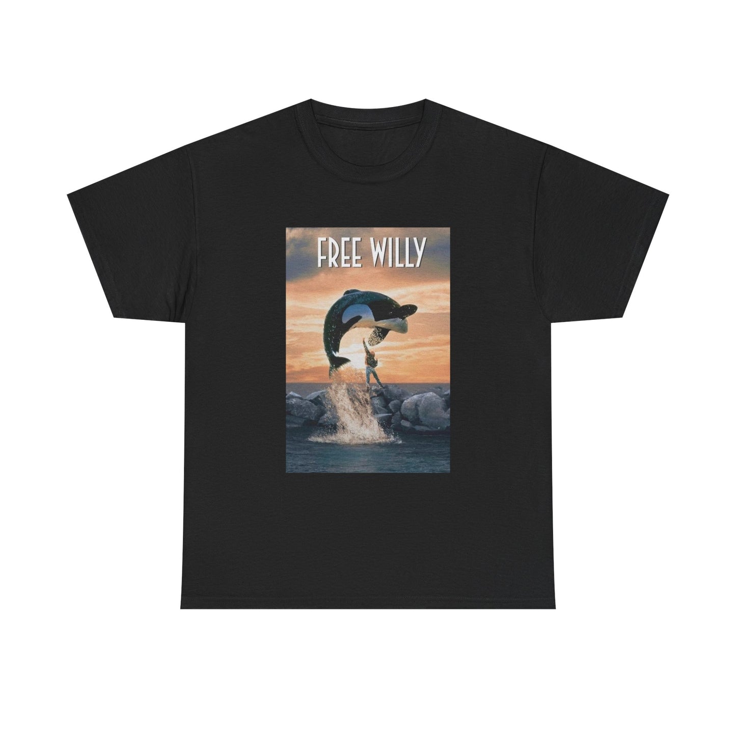 Free Willy Tshirt Retro Movie Poster 90s Kids Vintage Unisex Heavy Cotton Tee