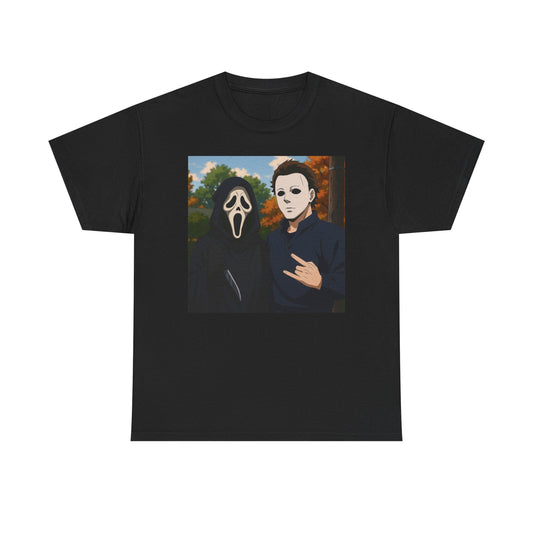 Scream And Mike Myers Funny Graphic T-Shirt Comfy Cotton Tee Brand NEW