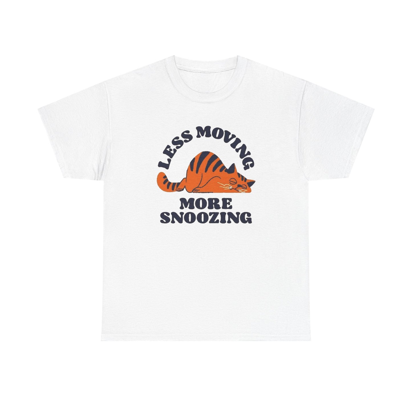 Less Moving More Snoozing Funny Cat Graphic T Shirt Men's Heavy Cotton Tee