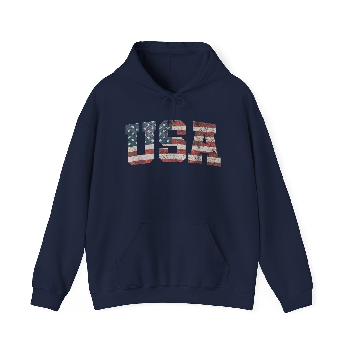 USA American Flag Retro Graphic Hoodie Men's Heavy Blend™ Hooded Sweatshirt