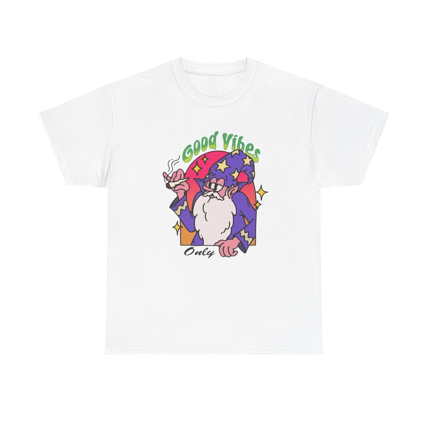Only Good Vibes Wizard T Shirt Graphic Unisex Heavy Cotton Tee NEW GIFT