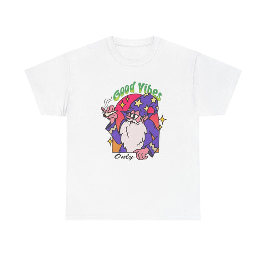 Only Good Vibes Wizard T Shirt Graphic Unisex Heavy Cotton Tee NEW GIFT