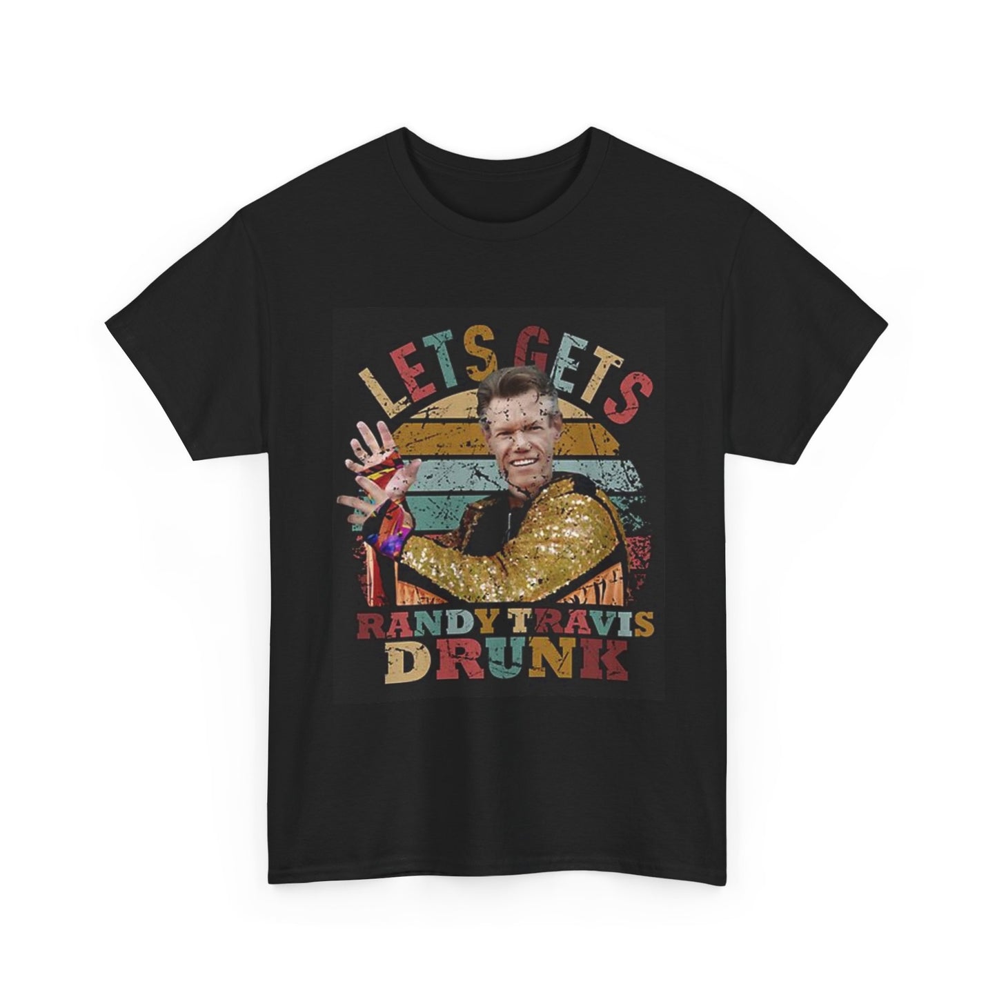 Randy Travis Drunk Graphic T Shirt Funny Country Retro Unisex Heavy Cotton Tee
