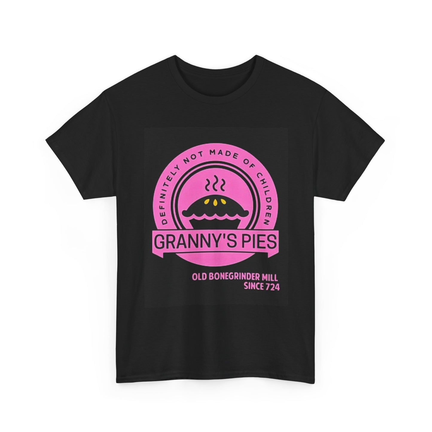 Granny's Pies Graphic T Shirt Vintage Black And Pink Unisex Heavy Cotton Tee