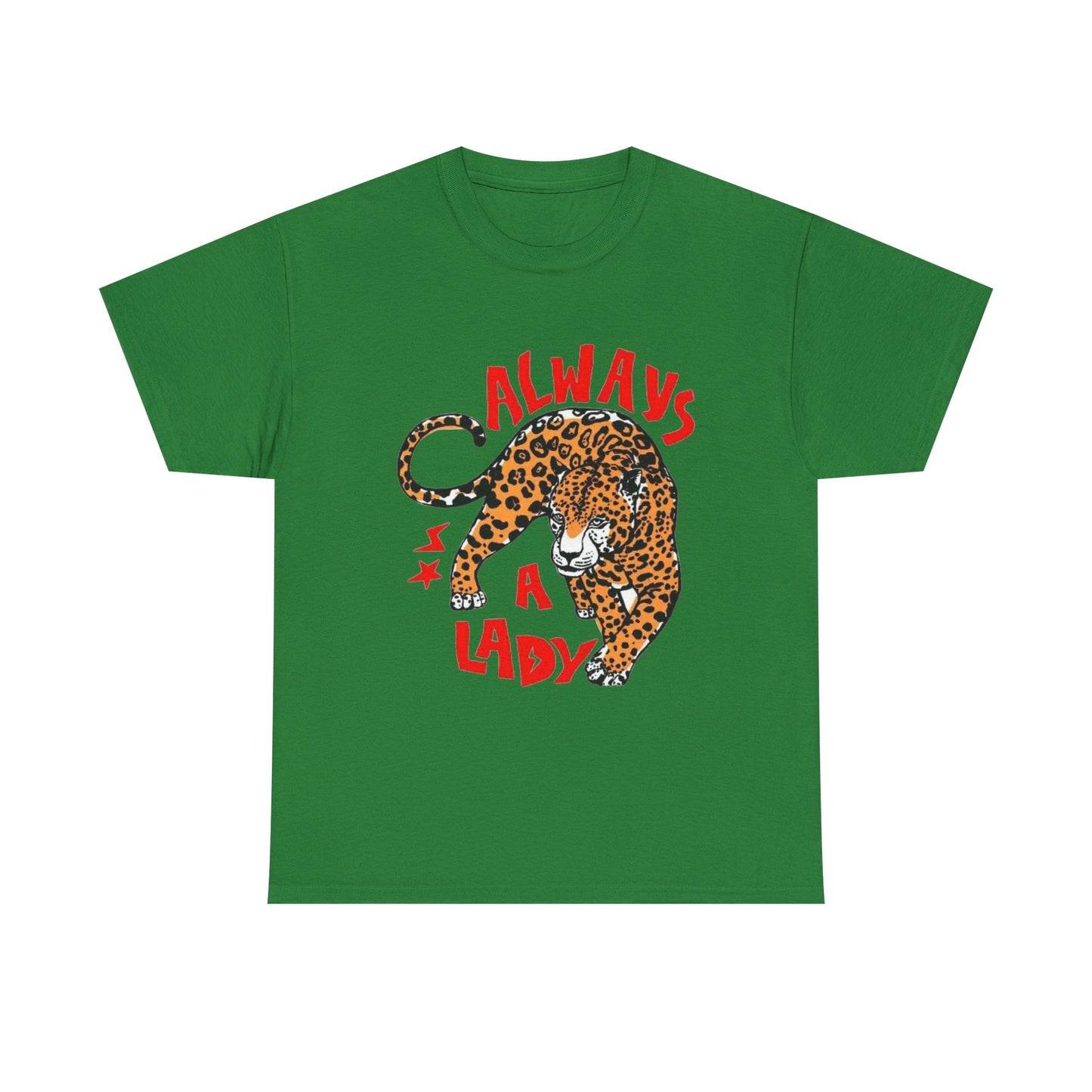 Always A Lady Cheetah Retro Graphic T Shirt Regular Men's Heavy Cotton Tee