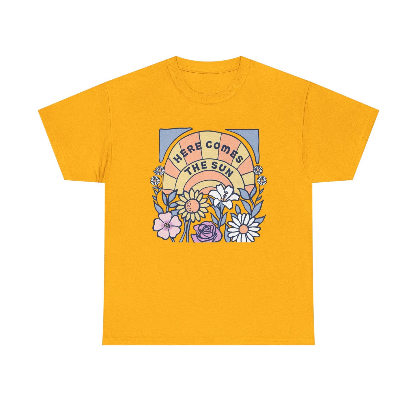 Here Comes The Sun Graphic T Shirt NEW Adult Unisex Heavy Cotton Tee