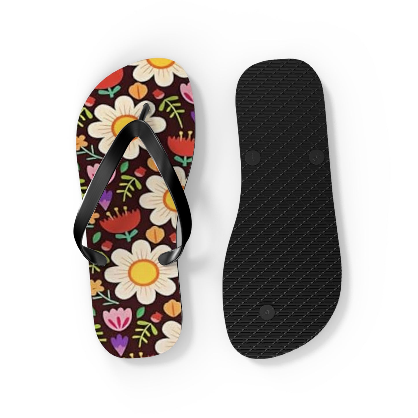 Waves And Sun Sandals Flower Bouquet Summer Flip Flops Slides BRAND NEW