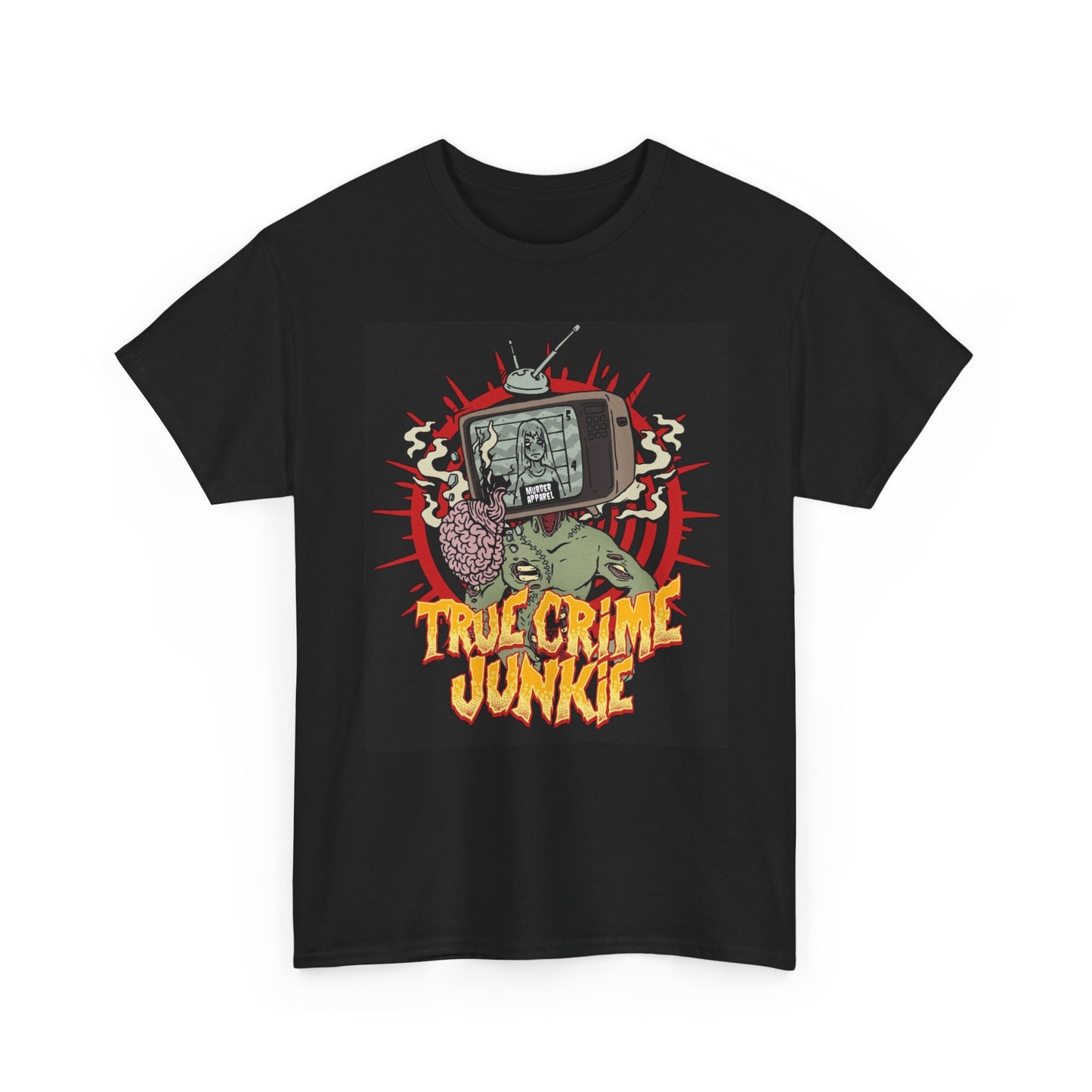 True Crime Junkie Graphic T Shirt Vintage Funny Retro Unisex Heavy Cotton Tee
