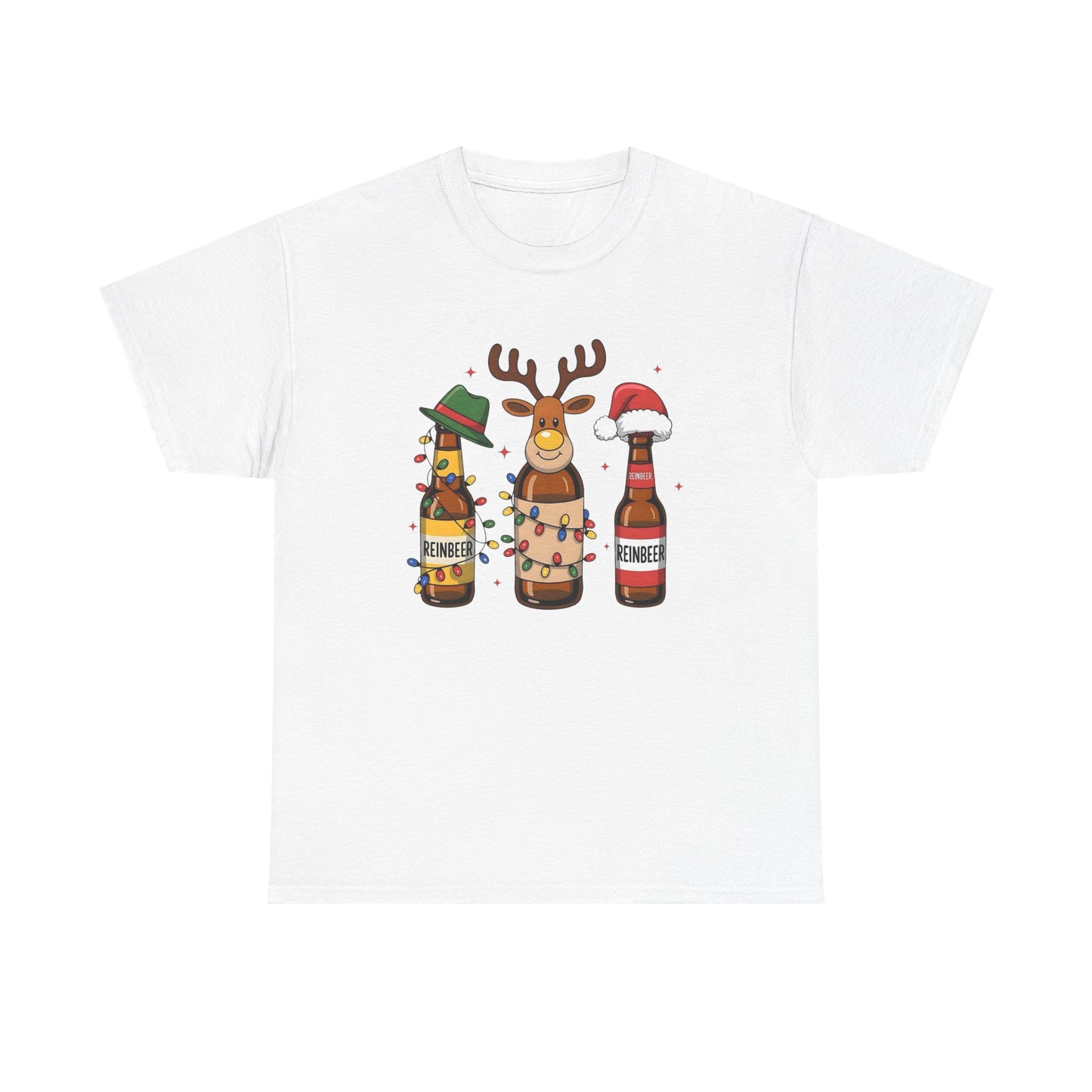 Christmas Beers Reindeer Graphic T Shirt NEW ADULT