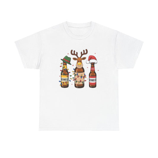 Christmas Beers Reindeer Graphic T Shirt NEW ADULT