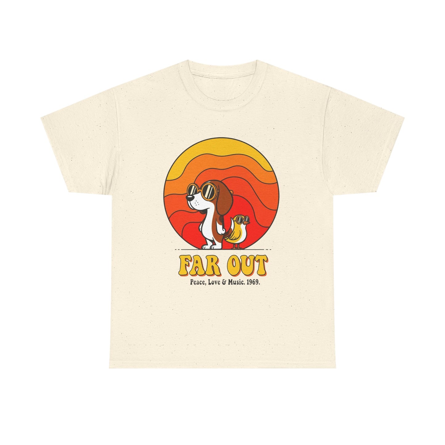 Woodstock 1969 Vintage Far Out Graphic T Shirt Unisex Heavy Cotton Tee