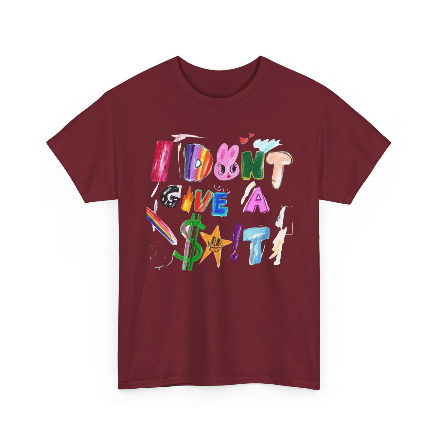 I Dont Care Funny Drawing Graphic T-Shirt Unisex Heavy Cotton Tee