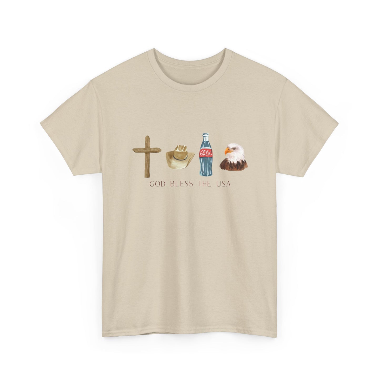 God Bless The USA T Shirt Graphic Men's Heavy Cotton Tee