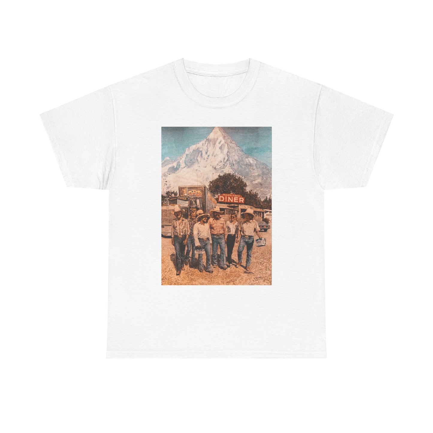 Vintage Busch Beer Poster Mountains Graphic T Shirt Unisex Heavy Cotton Tee Gift